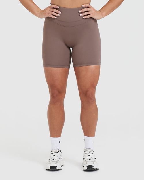 UnifiedMove™ High Waisted Shorts 6" | Cool Brown