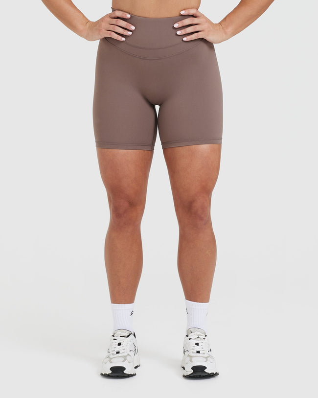 UnifiedMove™ High Waisted Shorts 6" | Cool Brown