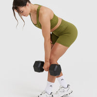 UnifiedMove™ High Waisted Shorts 6" | Olive Green