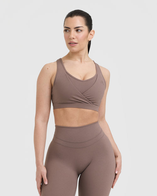 Oner Modal Unified Layered Sports Bra | Cool Brown
