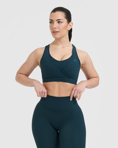 Oner Modal Unified Layered Sports Bra | Oil Blue