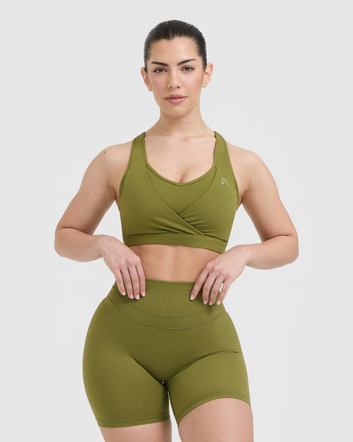 Oner Modal Unified Layered Sports Bra | Olive Green