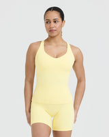 UnifiedMove V Neck Cross Back Tank Top | Sherbert Yellow
