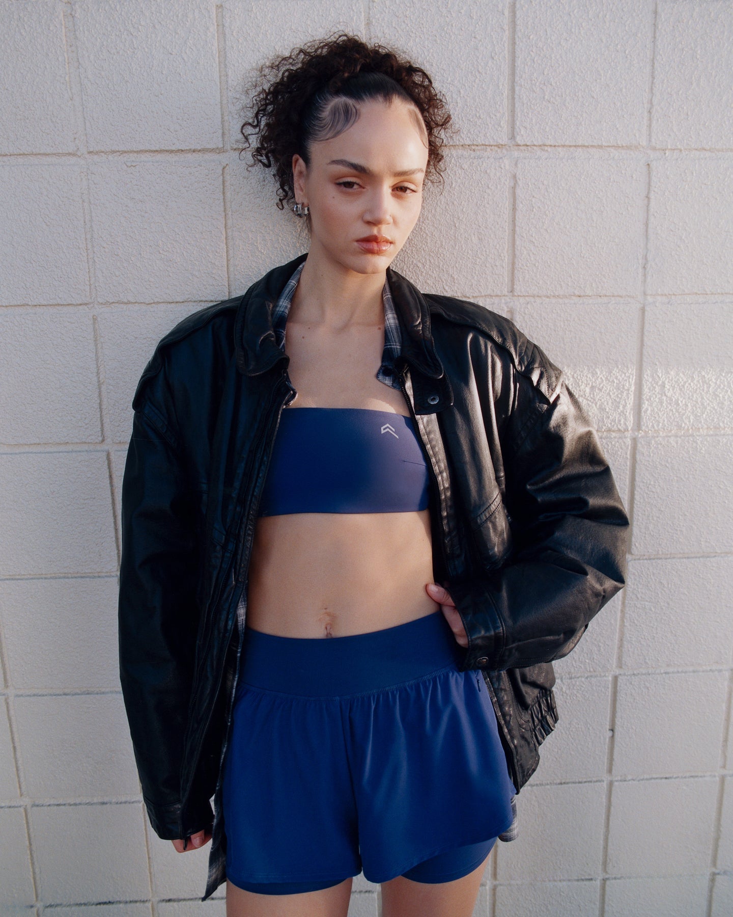 UnifiedMove Micro Bandeau Bralette with Reflective Logo | Varsity Blue