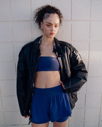 UnifiedMove Micro Bandeau Bralette with Reflective Logo | Varsity Blue