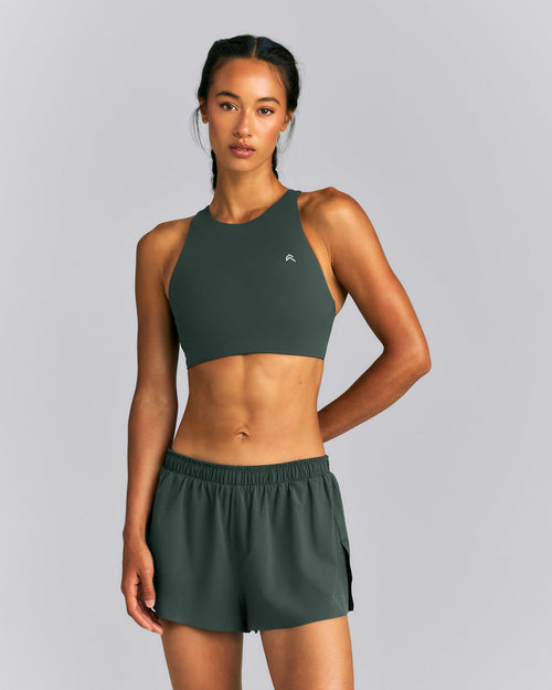 EasyLift™ High Neck Sports Bra | Deep Shadow Green