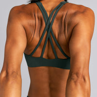 EasyLift™ High Neck Sports Bra New Branding | Deep Shadow Green