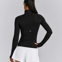 Oner Seamless Mid Weight Fitted 1/2 Zip Long Sleeve Top | Black