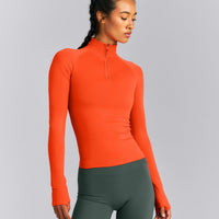Oner Seamless Mid Weight Fitted 1/2 Zip Long Sleeve Top | Energy Orange