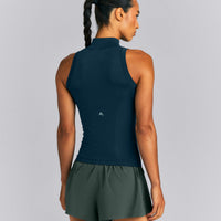 Oner Seamless Mid Weight Fitted 1/2 Zip Tank | Washed Oil Blue