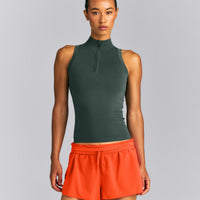 Oner Seamless Mid Weight Fitted 1/2 Zip Tank | Shadow Green