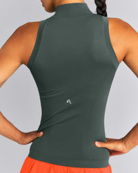 Oner Seamless Mid Weight Fitted 1/2 Zip Tank | Shadow Green