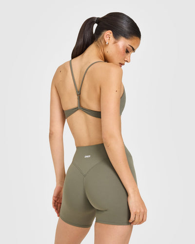 EasyLift™ Ultra Minimal Bralette with White Logo | Alpine Green