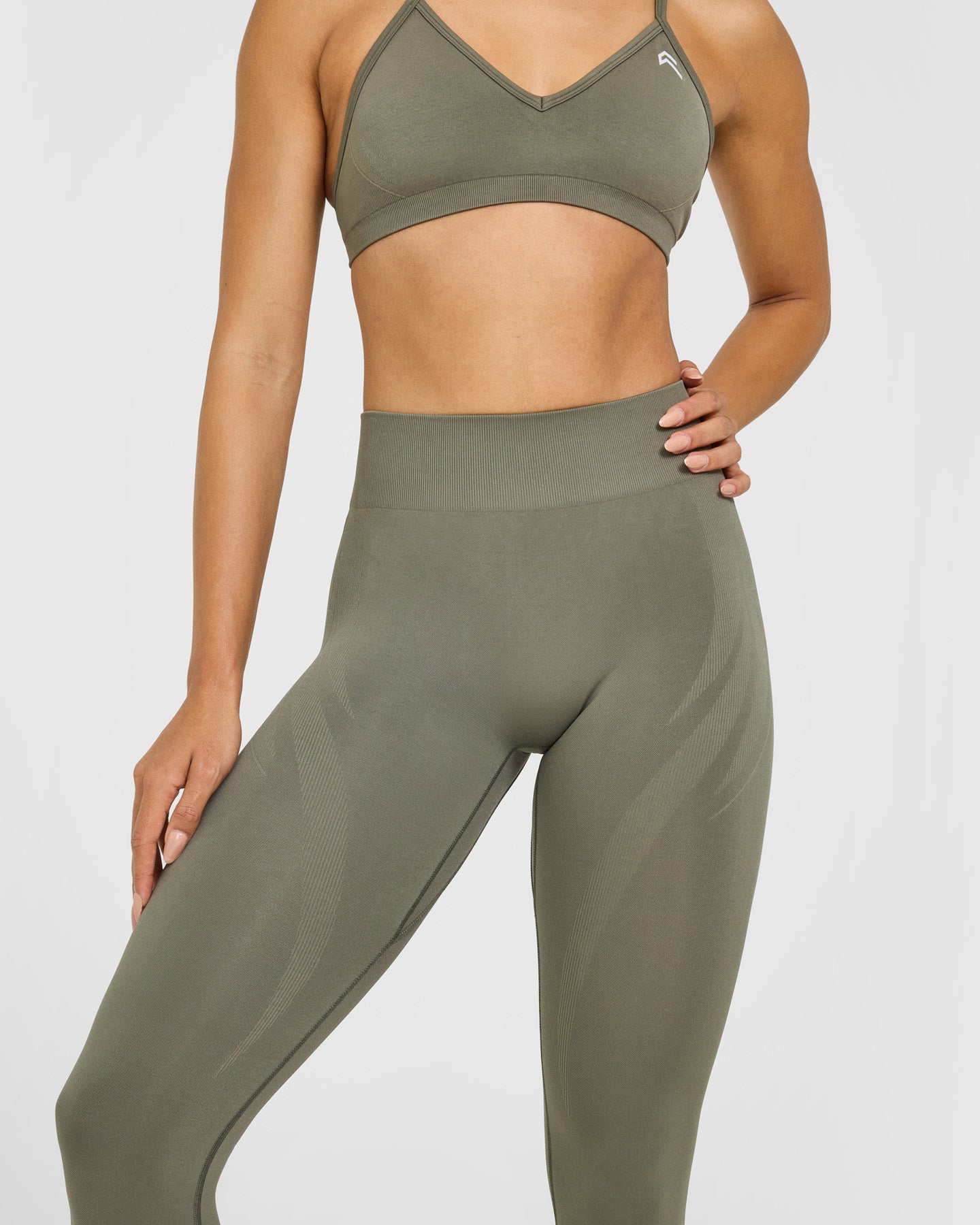 EnhanceLift™ Seamless Leggings with White Logo | Alpine Green
