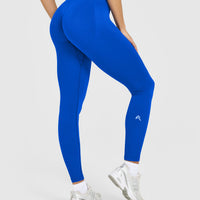 EnhanceLift™ Seamless Leggings with White Logo | Cobalt Blue