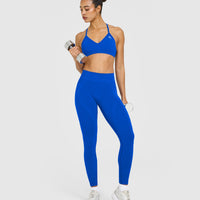 EnhanceLift™ Seamless Leggings with White Logo | Cobalt Blue