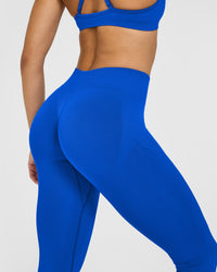 EnhanceLift™ Seamless Leggings with White Logo | Cobalt Blue