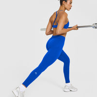 EnhanceLift™ Seamless Leggings with White Logo | Cobalt Blue