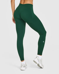 EnhanceLift™ Seamless Leggings with White Logo | Racing Green