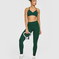 EnhanceLift™ Seamless Leggings with White Logo | Racing Green