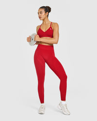 EnhanceLift™ Seamless Leggings with White Logo | Light Toasted Red