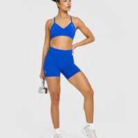 EnhanceLift™ Seamless Shorts with White Logo | Cobalt Blue