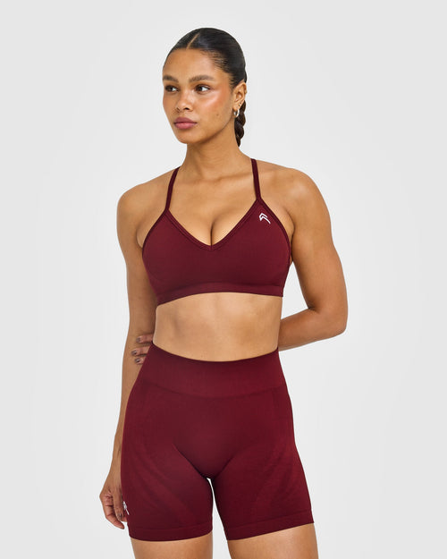 Oner Modal EnhanceLift™ Seamless Strappy Sports Bra with White Logo | Rosewood