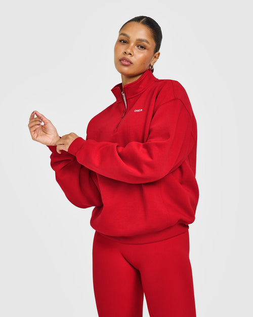 Oner Modal Foundations 1/4 Zip Sweatshirt | Toasted Red