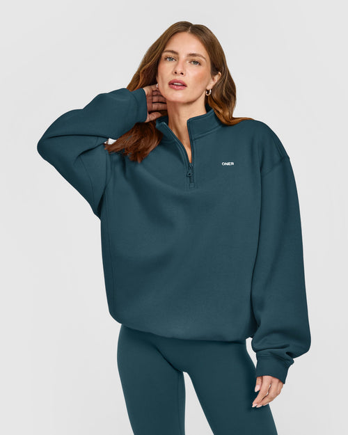 Foundations 1/4 Zip Sweatshirt | Oil Blue