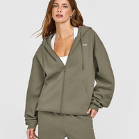 Foundations Zip Through Hoodie | Alpine Green