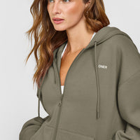 Foundations Zip Through Hoodie | Alpine Green