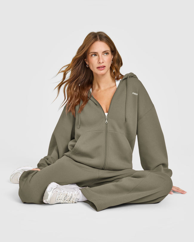 Foundations Zip Through Hoodie | Alpine Green