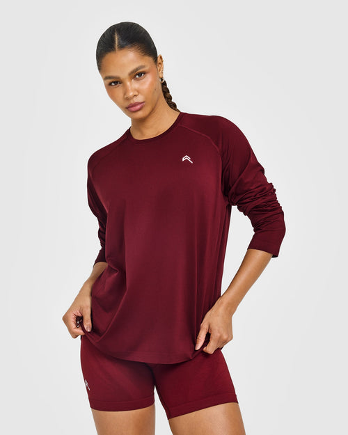 Oner Modal Go To Seamless Loose Long Sleeve Top | Rosewood