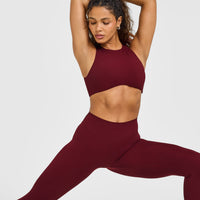 SoftMotion™ High Neck Sports Bra with White Logo | Light Rosewood