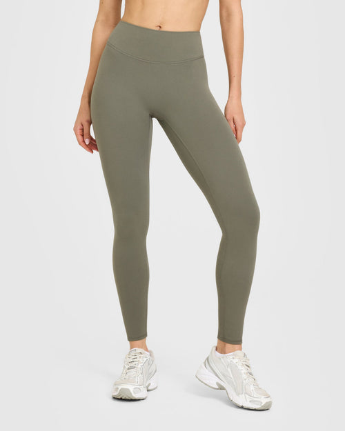 Oner Modal SoftMotion™ High Waisted Leggings with White Logo | Alpine Green