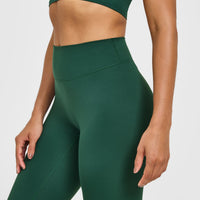 SoftMotion™ High Waisted Leggings with White Logo | Dark Racing Green