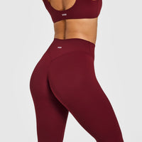 SoftMotion™ High Waisted Leggings with White Logo | Light Rosewood