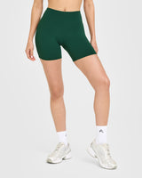 SoftMotion™ High Waisted Shorts 6" with White Logo | Dark Racing Green