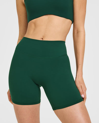 SoftMotion™ High Waisted Shorts 6" with White Logo | Dark Racing Green
