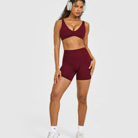 SoftMotion™ High Waisted Shorts 6" with White Logo | Light Rosewood