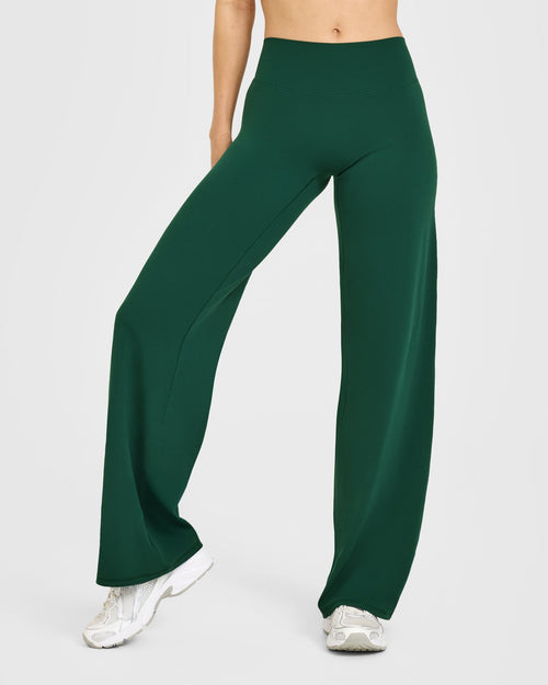 Oner Modal SoftMotion™ Straight Leg Bottoms with White Logo | Dark Racing Green