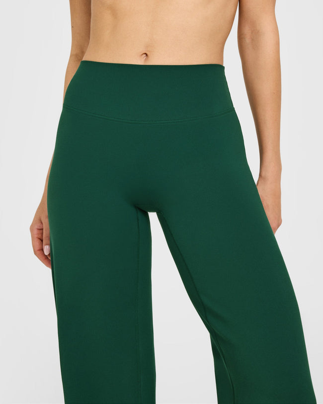 SoftMotion™ Straight Leg Bottoms with White Logo | Dark Racing Green