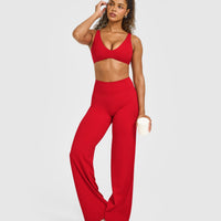 SoftMotion™ Straight Leg Bottoms with White Logo | Light Toasted Red