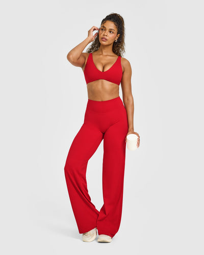 SoftMotion™ Straight Leg Bottoms with White Logo | Light Toasted Red