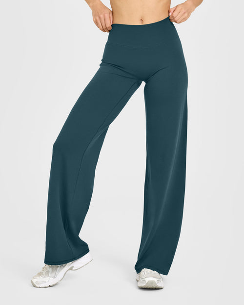 Oner Modal SoftMotion™ Straight Leg Bottoms with White Logo | Oil Blue