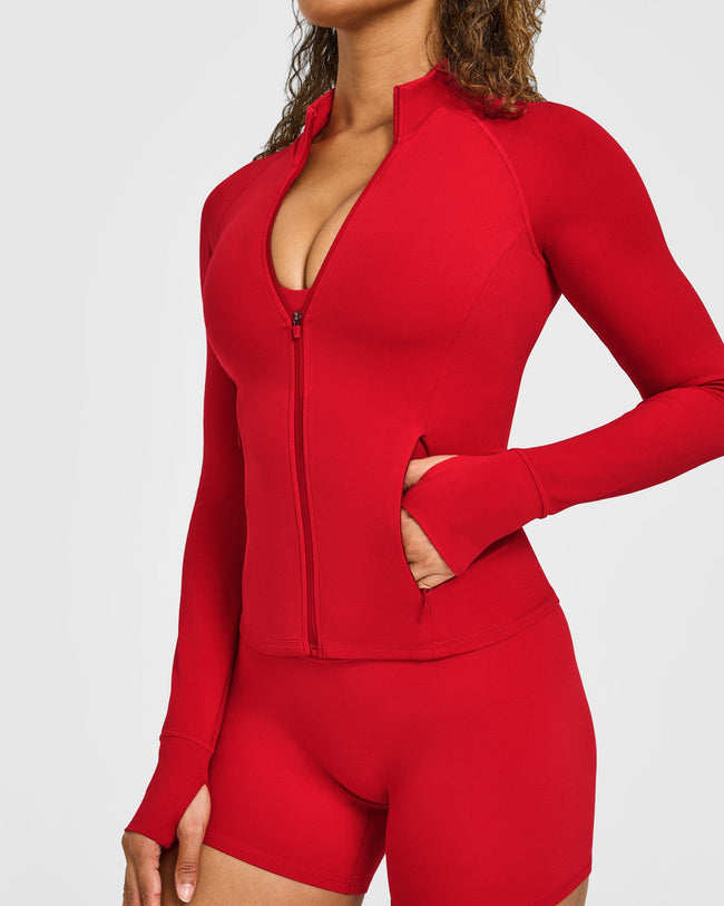 SoftMotion™ Jacket with White Logo | Light Toasted Red