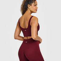 SoftMotion™ Longline Sports Bra with White Logo | Light Rosewood