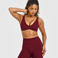 SoftMotion™ Scoop Back Bralette with White Logo | Light Rosewood