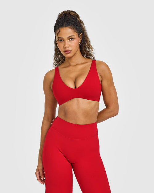 Oner Modal SoftMotion™ Scoop Back Bralette with White Logo | Light Toasted Red