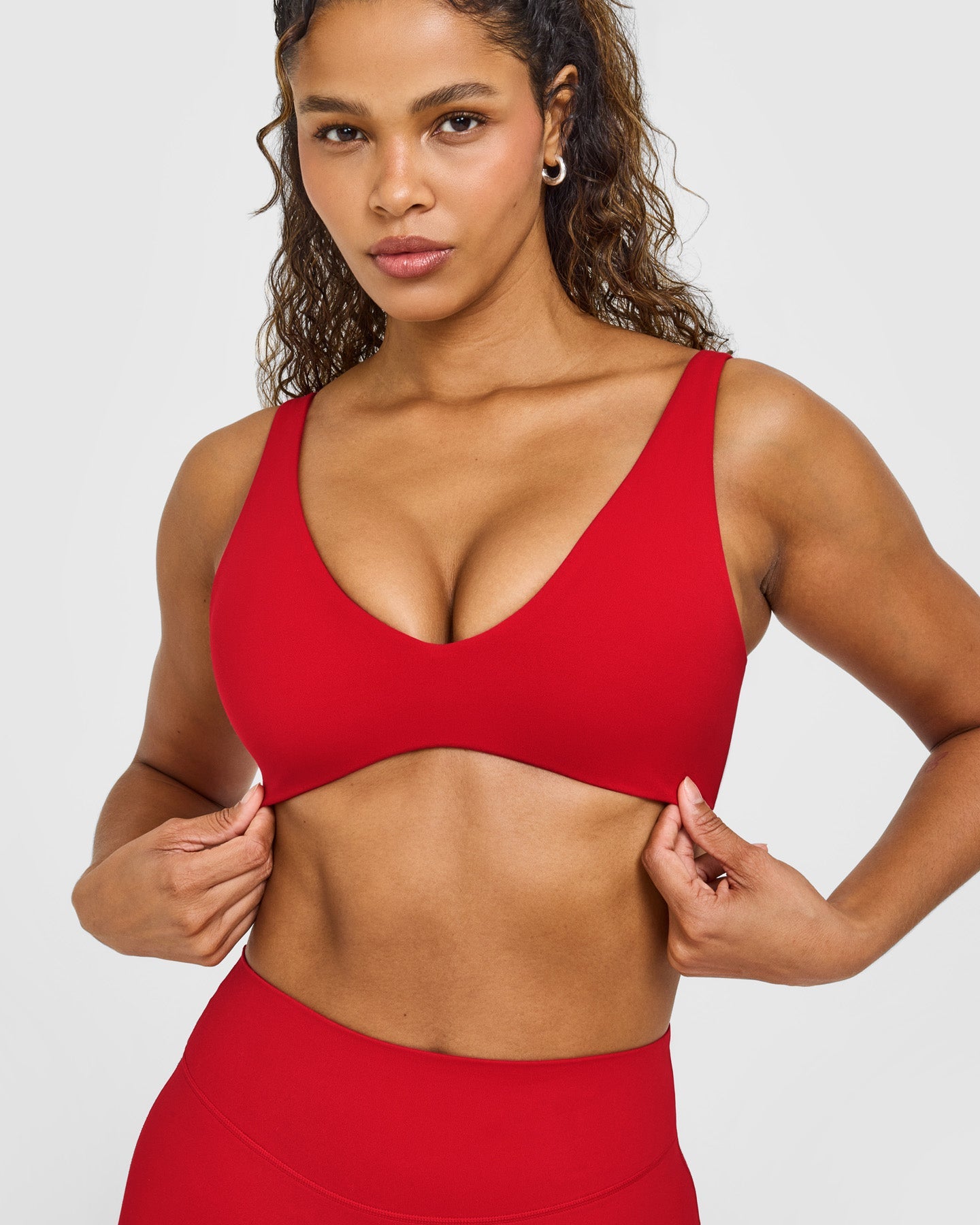 SoftMotion™ Scoop Back Bralette with White Logo | Light Toasted Red
